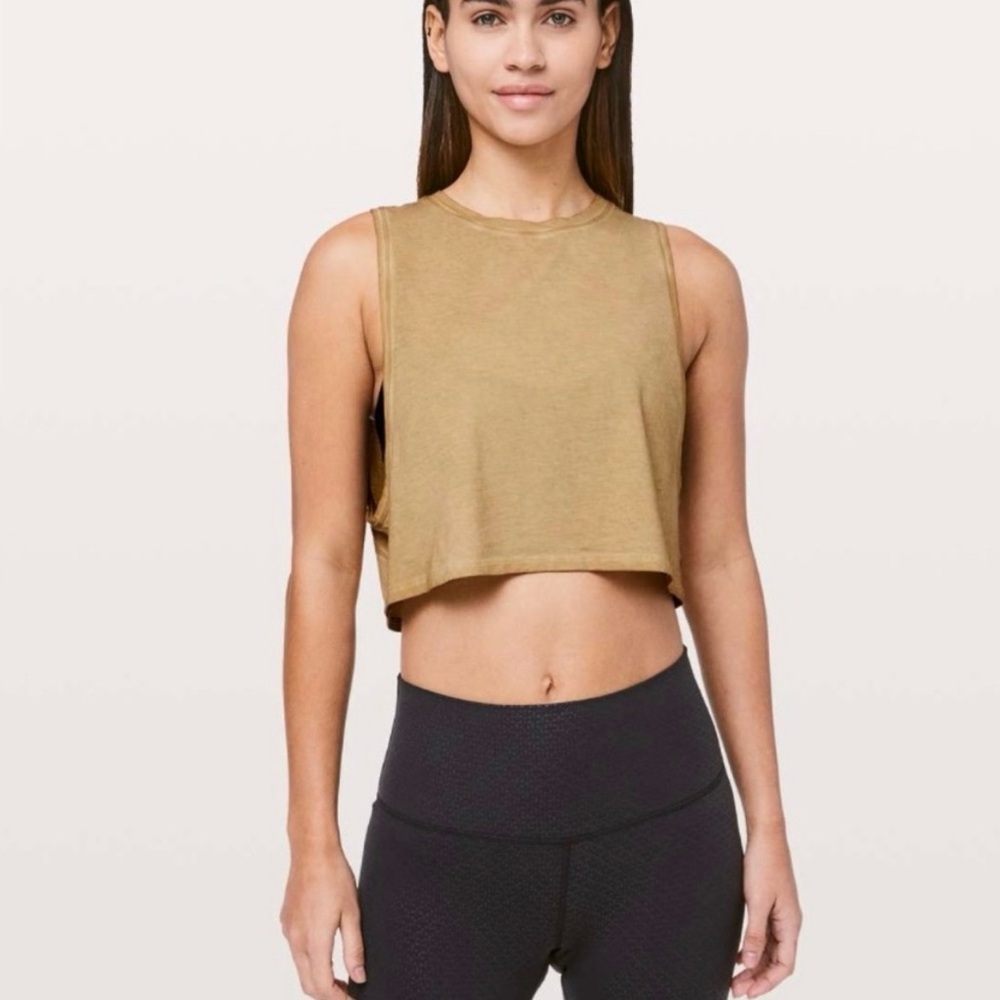 lululemon muscle cropped love tank in fade washed gleam Prima cotton